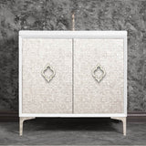 Linkasink - Mother of Pearl 36'' Wide White Vanity with Polished Nickel Arabesque Pull and Hardware - White with Polished Nickel Hardware
