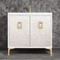 Linkasink - Mother of Pearl 36'' Wide White Vanity with Polished Brass Coach Pull and Hardware - White with Polished Brass Hardware