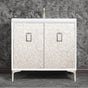 Linkasink - Mother of Pearl 36'' Wide White Vanity with Satin Nickel Coach Pull and Hardware - White with Satin Nickel Hardware