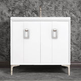 Linkasink - Tuxedo 36'' Wide White Vanity with Polished Nickel Coach Pull and Hardware - White with Polished Nickel Hardware