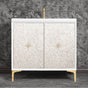 Linkasink - Mother of Pearl with 3'' Polished Brass Star Hardware, 36'' Wide Vanity, White, 36'' x 22'' x 33.5'' (without vanity top) - Polished Brass