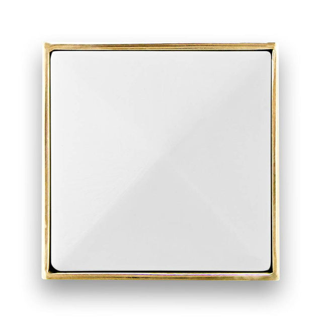 Linkasink - 3'' Artisan Glass Prism Vanity Hardware, Small Square with White Prism - Polished Brass with White Prism Glass