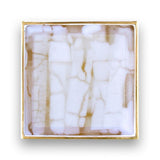 Linkasink - 3'' Artisan Glass Prism Vanity Hardware, Small Square with White Tiger Prism - Polished Brass with White Tiger Prism Glass
