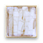 Linkasink - 3'' Artisan Glass Prism Vanity Hardware, Small Square with White Tiger Prism - Polished Brass with White Tiger Prism Glass