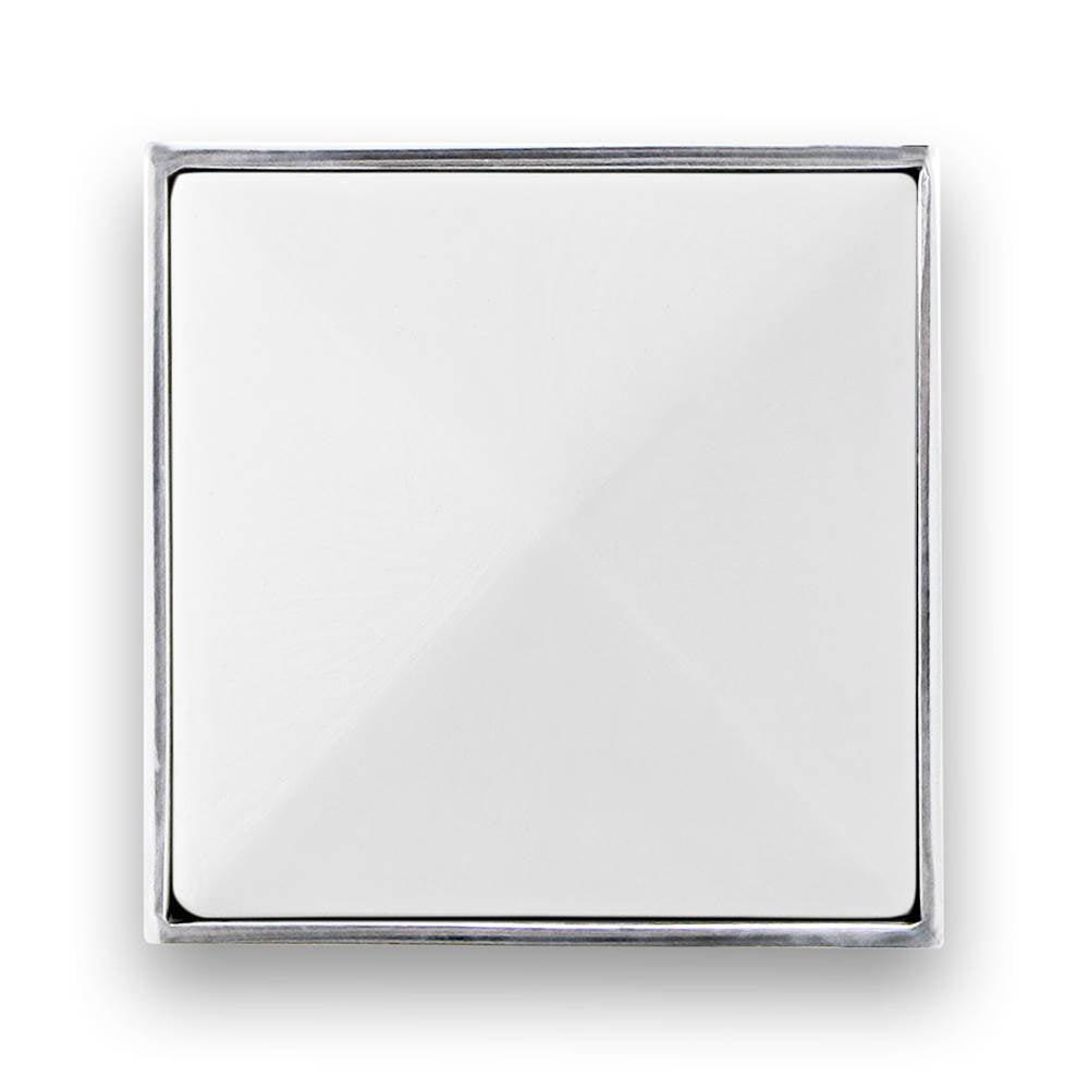 Linkasink - 3'' Artisan Glass Prism Vanity Hardware, Small Square with White Prism - Polished Nickel with White Prism Glass