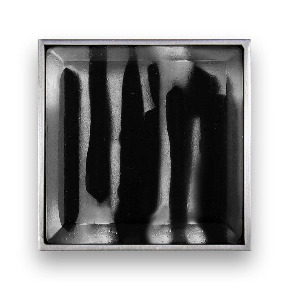 Linkasink - 3'' Artisan Glass Prism Vanity Hardware, Small Square with Black Tiger Prism - Polished Nickel with Black Tiger Prism Glass