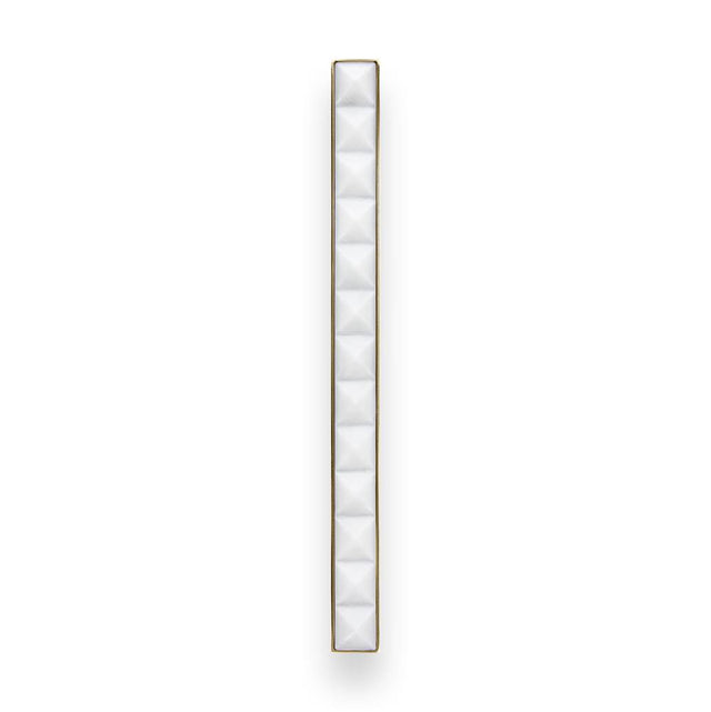 Linkasink - 18'' Artisan Glass Prism Vanity Hardware, Large Rectangle with White Pyramid - Polished Brass with White Pyramid Glass