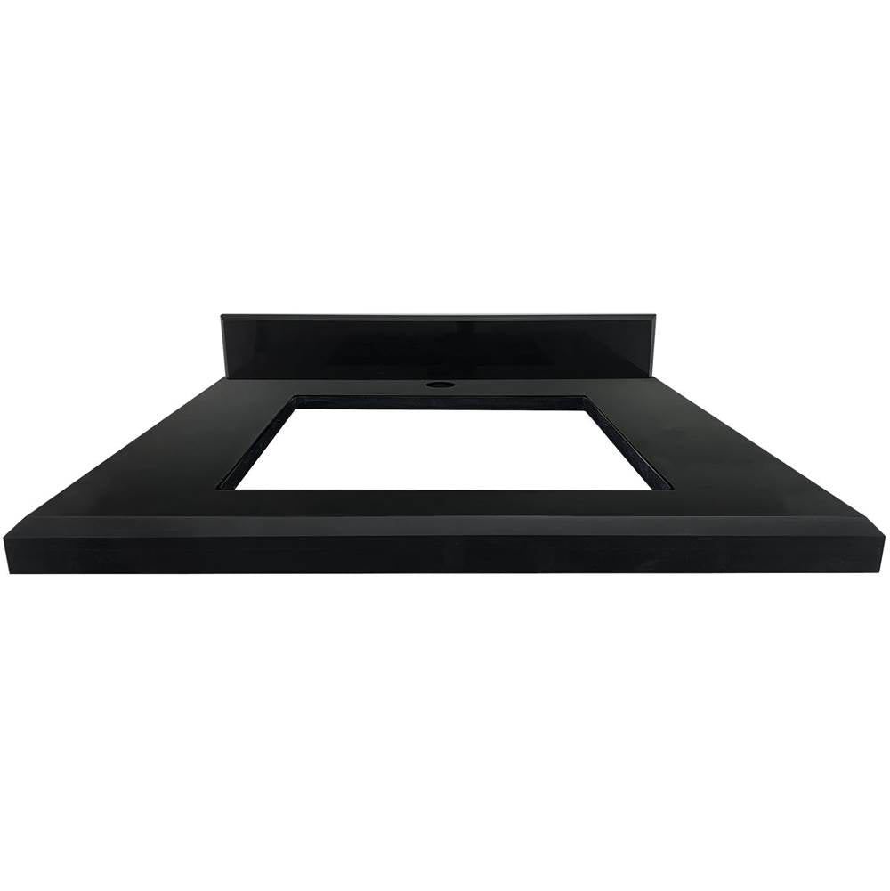 24'' Wide Black Vanity Top with Sink Cutout and 1 Faucet Hole
