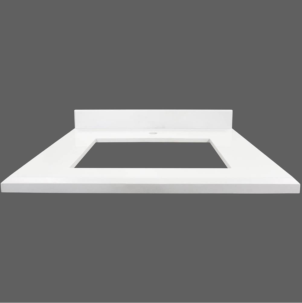 24'' Wide White Vanity Top with Sink Cutout and 1 Faucet Hole