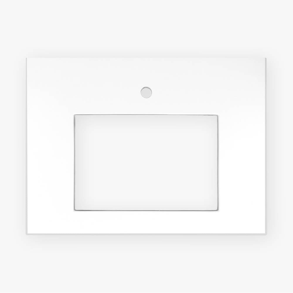 Linkasink - 30'' Wide White Vanity Top with Sink Cutout and 1 Faucet Hole - White