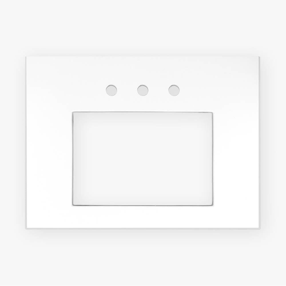 Linkasink - 30'' Wide White Vanity Top with Sink Cutout and 3 Faucet Holes - White