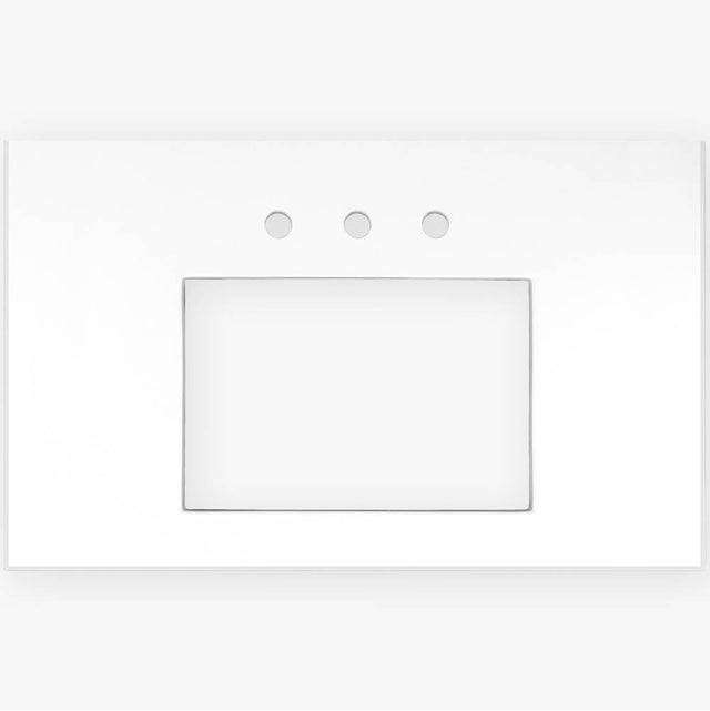Linkasink - 36'' Wide White Vanity Top with Sink Cutout and 3 Faucet Holes - White