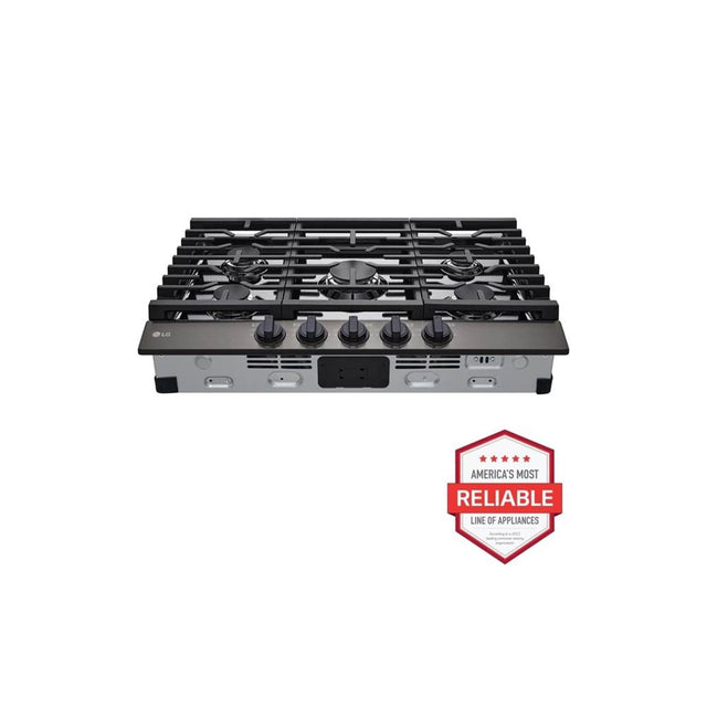 LG Appliances - 30'' Gas Cooktop 20K BTU, Black Stainless Steel - PrintProof Black Stainless Steel