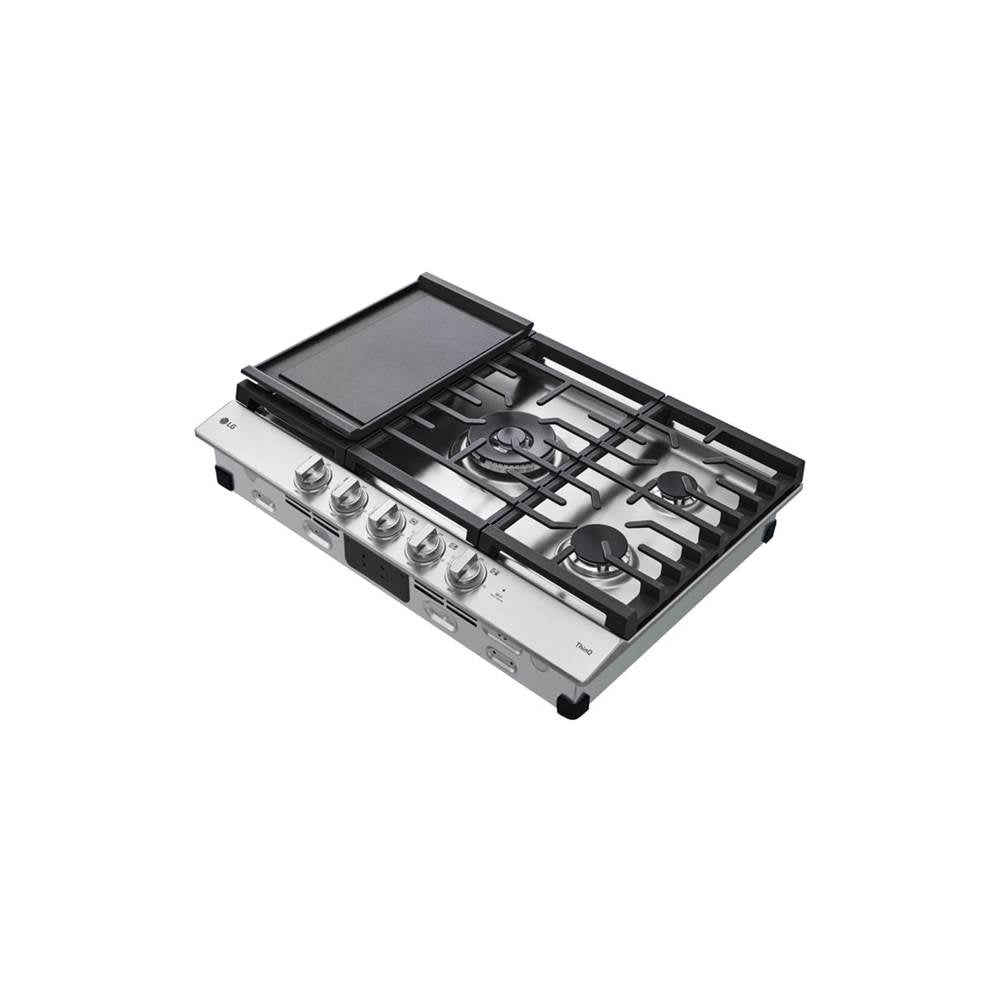 30'' Smart Gas Cooktop 22K BTU, EasyClean Cooktop, Backlit Weighted Knobs, ThinQ App, Stainless Steel