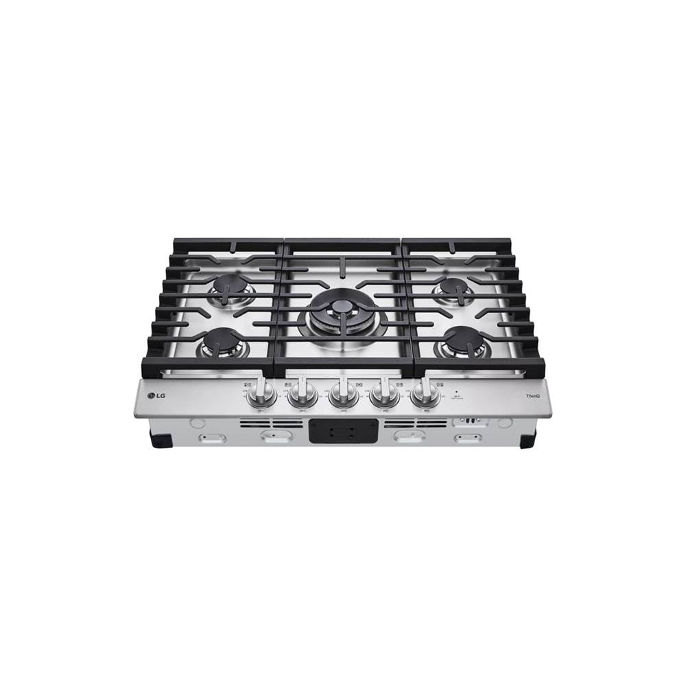 30'' Smart Gas Cooktop 22K BTU, EasyClean Cooktop, Backlit Weighted Knobs, ThinQ App, Stainless Steel