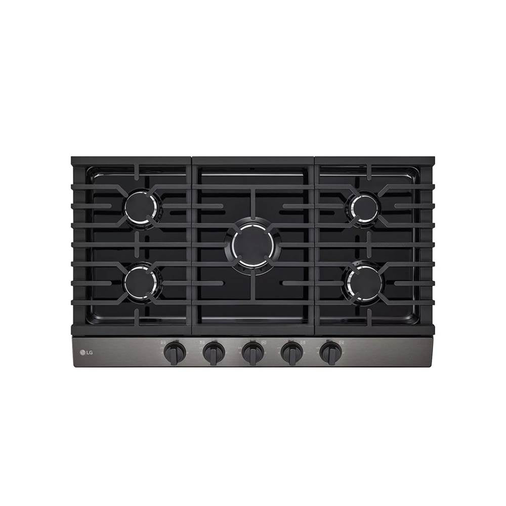 LG Appliances - 36'' Gas Cooktop 20K BTU, Black Stainless Steel - PrintProof Black Stainless Steel