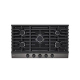 LG Appliances - 36'' Gas Cooktop 20K BTU, Black Stainless Steel - PrintProof Black Stainless Steel