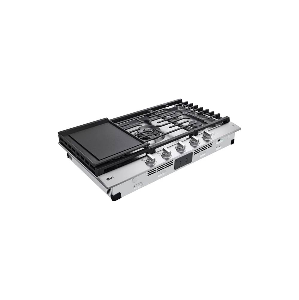 36'' Smart Gas Cooktop 22K BTU, EasyClean Cooktop, Backlit Weighted Knobs, ThinQ App, Stainless Steel
