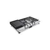 36'' Smart Gas Cooktop 22K BTU, EasyClean Cooktop, Backlit Weighted Knobs, ThinQ App, Stainless Steel