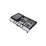 36'' Smart Gas Cooktop 22K BTU, EasyClean Cooktop, Backlit Weighted Knobs, ThinQ App, Stainless Steel
