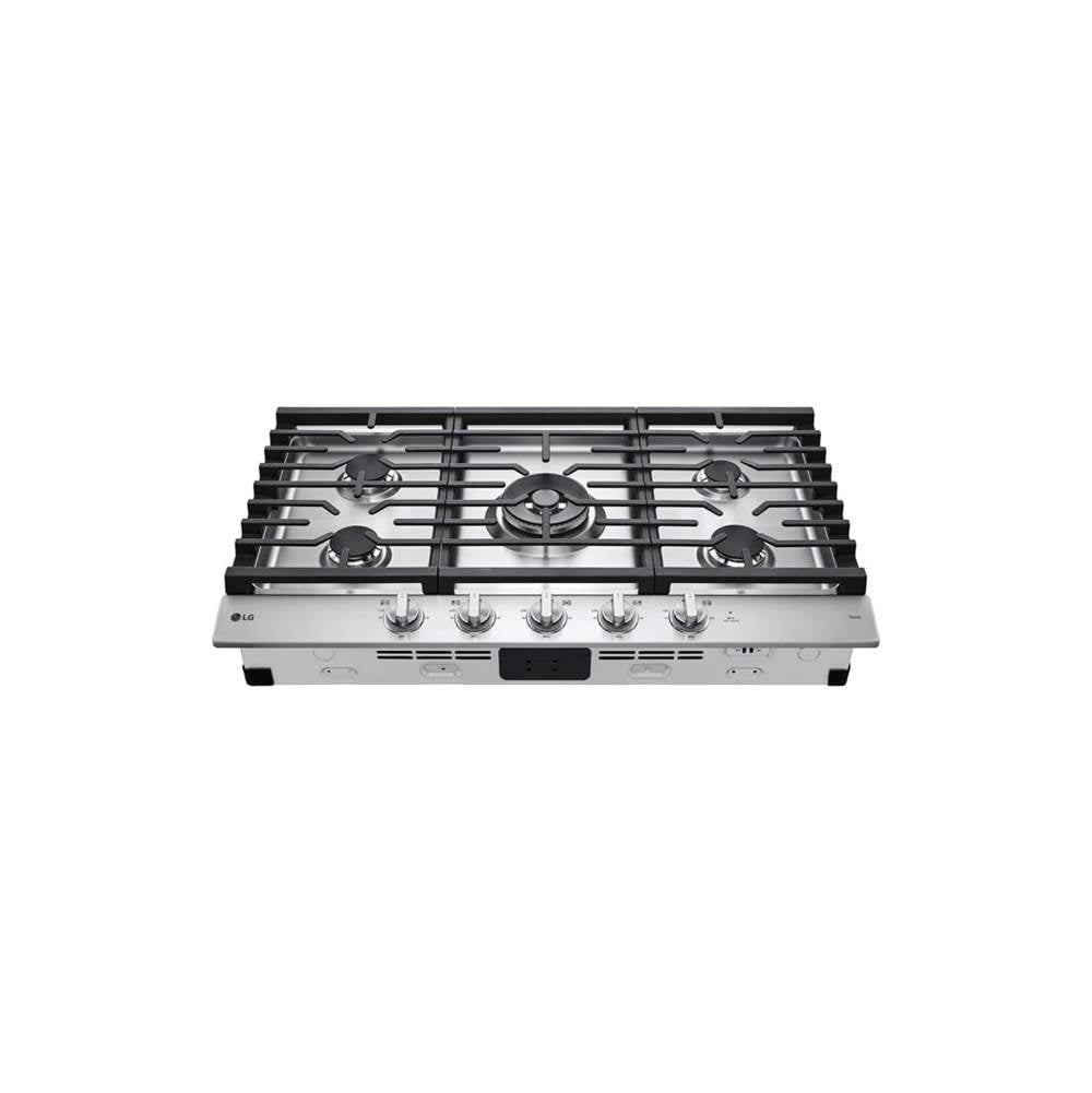 36'' Smart Gas Cooktop 22K BTU, EasyClean Cooktop, Backlit Weighted Knobs, ThinQ App, Stainless Steel