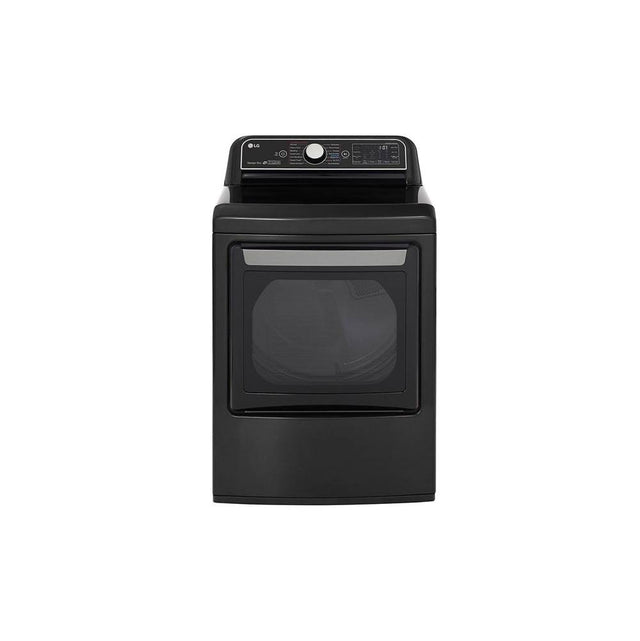 LG Appliances - 7.3 cu.ft. Smart wi-fi Enabled Gas Dryer with TurboSteam - Black Stainless Steel