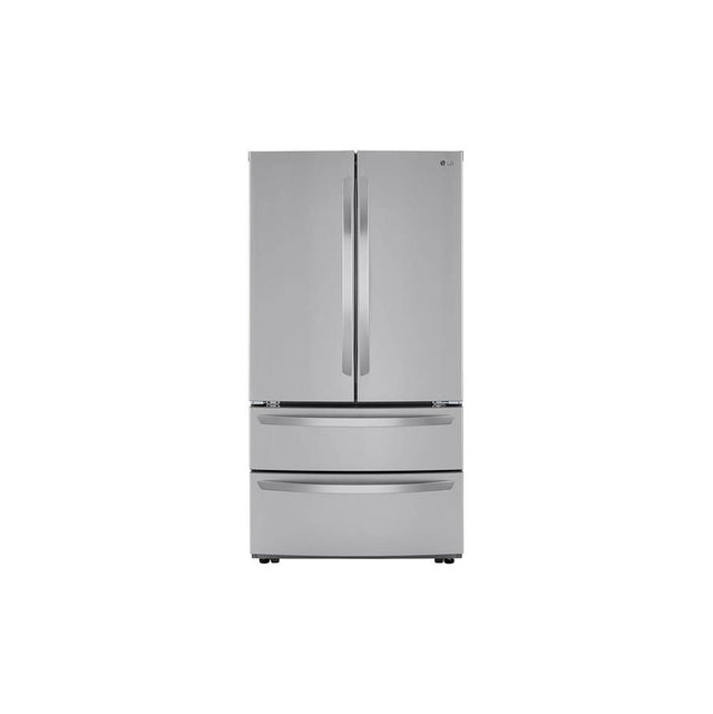 LG Appliances - 23 cu.ft. 4-Door French Door, Counter Depth, Double Freezer, Internal Water, PrintProof Stainless Steel - Stainless Steel