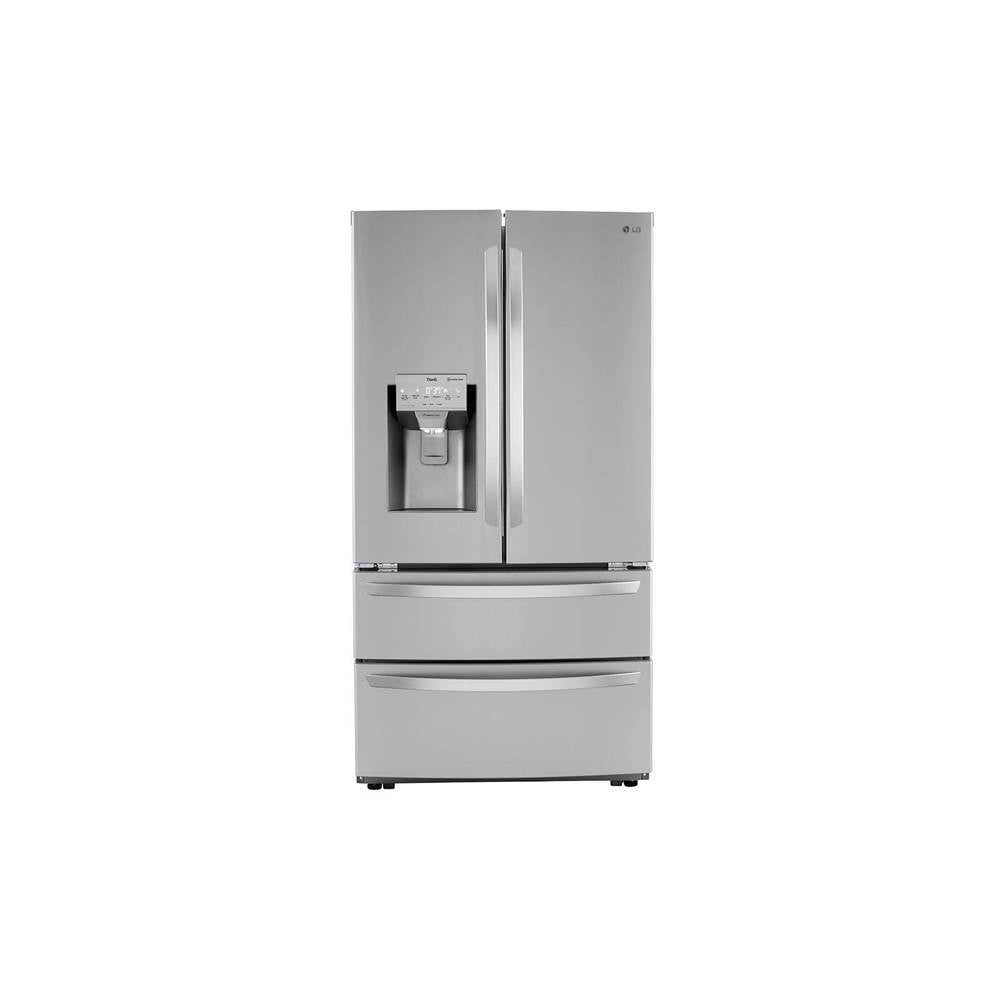 LG Appliances - 22 cu.ft. 4 Door French Door, Counter Depth, Double Freezer, Print Proof Stainless Steel - Stainless Steel