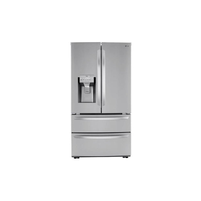 LG Appliances - 22 cu.ft. 4 Door French Door, Counter Depth, Double Freezer, Print Proof Stainless Steel - Stainless Steel