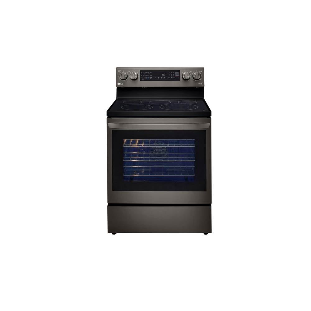 LG Appliances - 6.3 cu ft. Smart Wi-Fi Enabled True Convection InstaView Electric Range with Air Fry - Black Stainless Steel