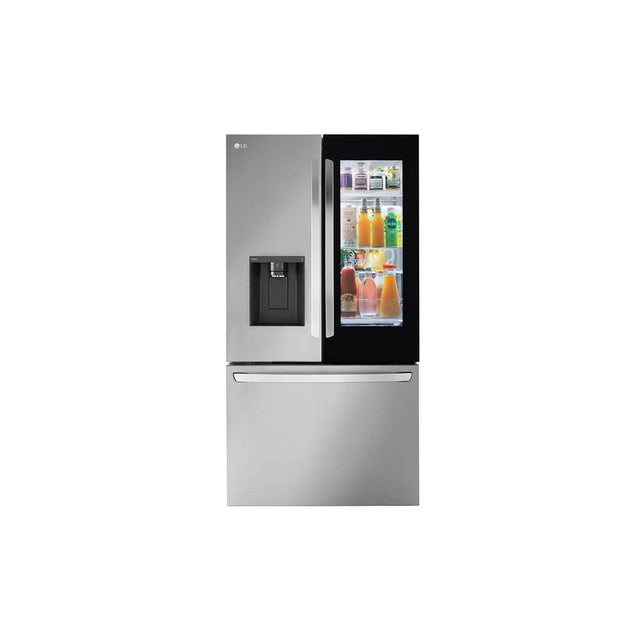 LG Appliances - 26 Cu Ft 3 Door French Door Refrigerator With Instaview Edge To Edge Only  And Ice And Water Dispenser, Printproof Stainless Steel - Print Proof Stainless Steel