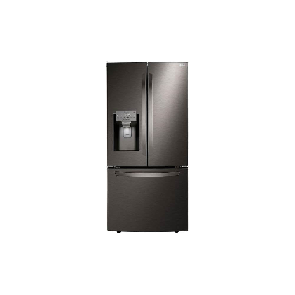 LG Appliances - ADA Compliant, 25 cu.ft. 3-Door French Door, 33'' Standard Depth, Ice and Water Dispenser, Slim Door Ice, PrintProof Black Stainless Steel - Black Stainless Steel