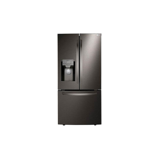 LG Appliances - ADA Compliant, 25 cu.ft. 3-Door French Door, 33'' Standard Depth, Ice and Water Dispenser, Slim Door Ice, PrintProof Black Stainless Steel - Black Stainless Steel