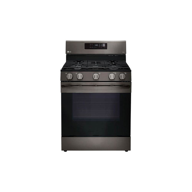 LG Appliances - 5.8 cu ft. Smart Wi-Fi Enabled Fan Convection Gas Range with Air Fry and EasyClean - Black Stainless Steel