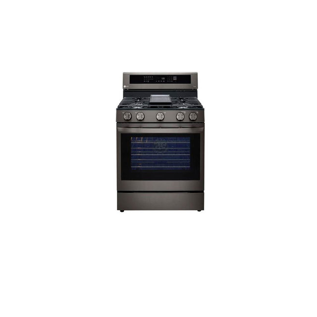 LG Appliances - 5.8 cu ft. Smart Wi-Fi Enabled True Convection InstaView Gas Range with Air Fry - Black Stainless Steel