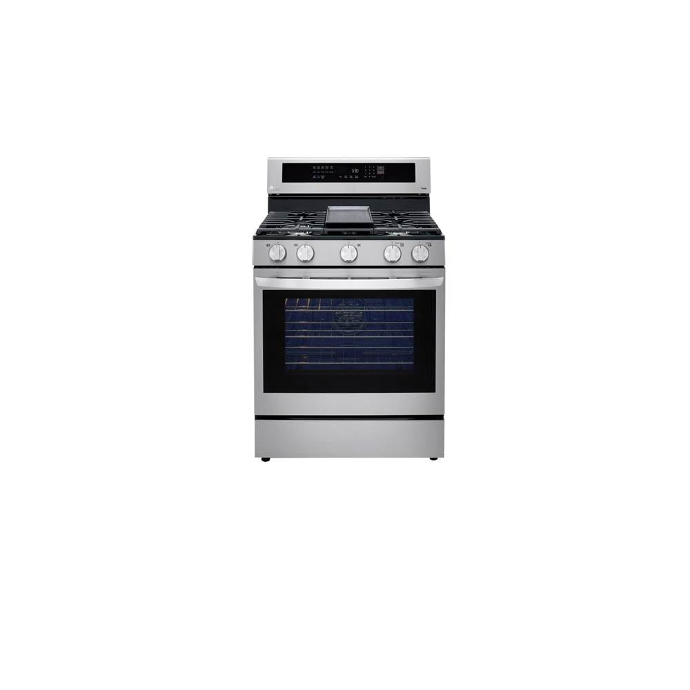 LG Appliances - 5.8 cu ft. Smart Wi-Fi Enabled True Convection InstaView Gas Range with Air Fry - Stainless Steel