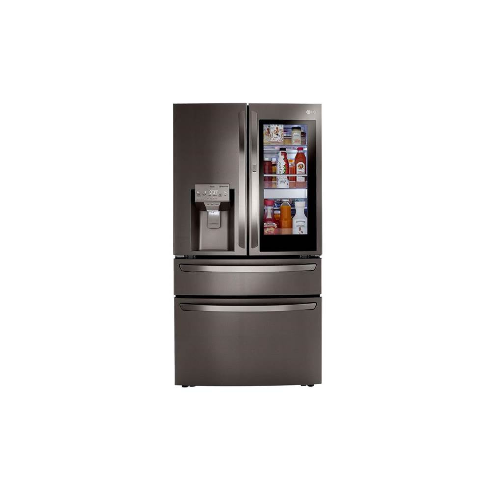 LG Appliances - 23 cu.ft. 4-Door French Door, Counter Depth, InstaView Door-in-Door, Fully Convertible Drawer, PrintProof Black Stainless Steel - Black Stainless Steel
