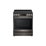 LG Appliances - ADA Compliant, 6.3 cu.ft. Electric Single Oven Slide-in Range, Instaview, Air Fry, ProBake Convection, Printproof Black Stainless Steel - Black Stainless Steel