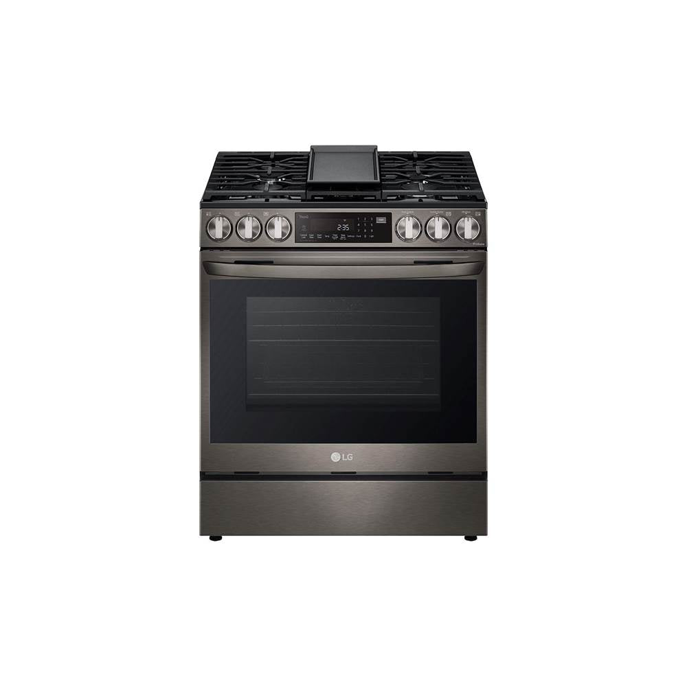 LG Appliances - 6.3 cu.ft. Gas Single Oven Slide-in Range, Instaview, Air Fry, ProBake Convection, EasyClean plus Self Clean, ThinQ, Printproof Black Stainless Steel - Black Stainless Steel