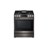 LG Appliances - 6.3 cu.ft. Gas Single Oven Slide-in Range, Instaview, Air Fry, ProBake Convection, EasyClean plus Self Clean, ThinQ, Printproof Black Stainless Steel - Black Stainless Steel