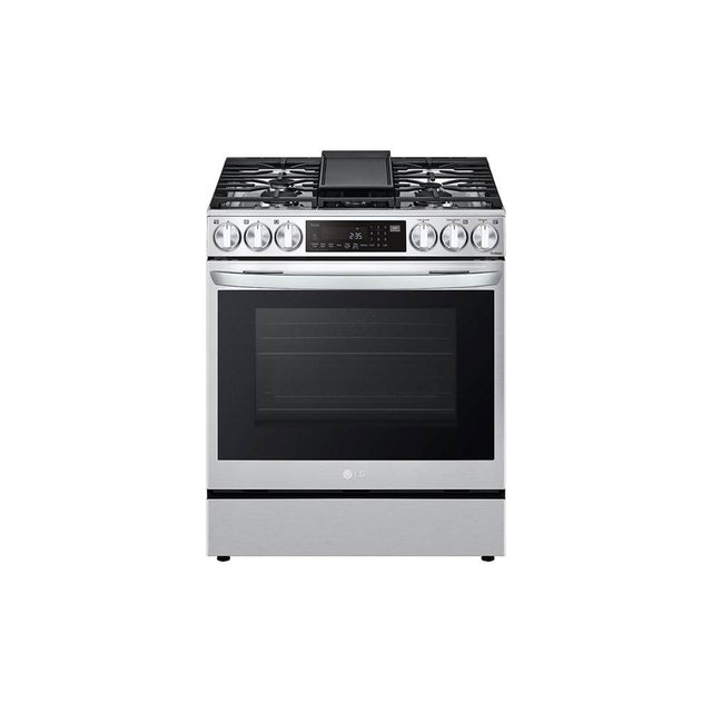 LG Appliances - 6.3 cu.ft. Gas Single Oven Slide-in Range, Instaview, Air Fry, ProBake Convection, EasyClean plus Self Clean, ThinQ, Printproof Stainless Steel - Stainless Steel