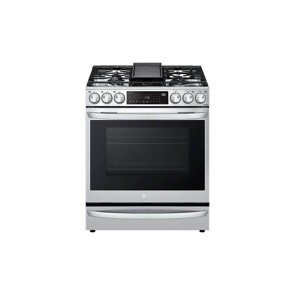 LG Appliances - 6.3 cu.ft. Gas Single Oven Slide-in Range, Instaview, Air Fry, ProBake Convection, Printproof Stainless Steel - Stainless Steel