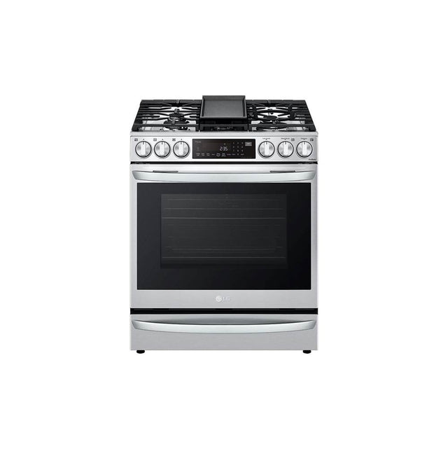 LG Appliances - 6.3 cu.ft. Gas Single Oven Slide-in Range, Instaview, Air Fry, ProBake Convection, Printproof Stainless Steel - Stainless Steel