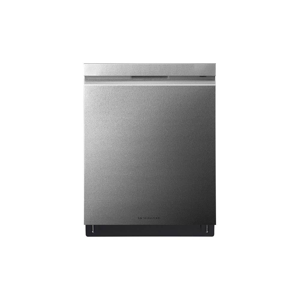 LG Appliances - LG SIGNATURE Top Control Smart Wi-Fi Enabled Dishwasher with TrueSteam and QuadWash - Textured Steel