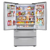 22 cu.ft. 4 Door French Door, Counter Depth, Double Freezer, Print Proof Stainless Steel