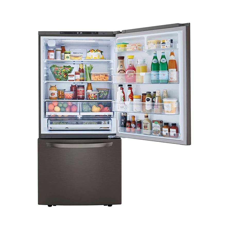 26 cu.ft. 2 Door Bottom-Mount Refrigerator, 33'' Width, Freezer Pull Drawer, Door Cooling, Black Stainless Steel
