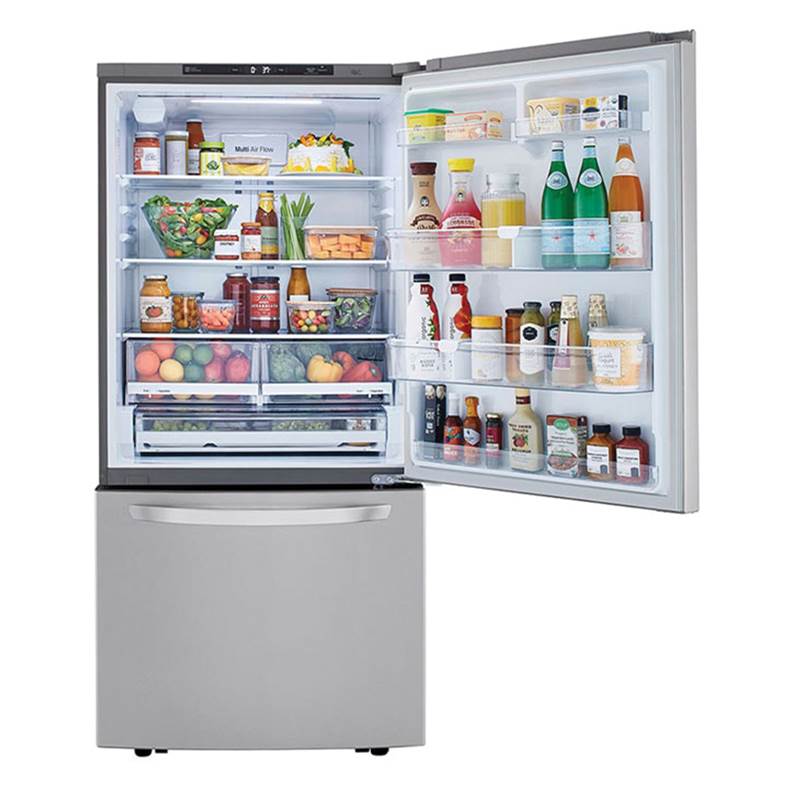 26 cu.ft. 2 Door Bottom-Mount Refrigerator, 33'' Width, Freezer Pull Drawer, Door Cooling, Black Stainless Steel
