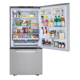 26 cu.ft. 2 Door Bottom-Mount Refrigerator, 33'' Width, Freezer Pull Drawer, Door Cooling, Black Stainless Steel