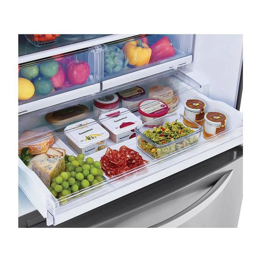 26 cu.ft. 2 Door Bottom-Mount Refrigerator, 33'' Width, Freezer Pull Drawer, Door Cooling, Black Stainless Steel