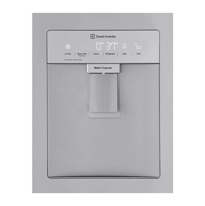 29 cu.ft.  3 Door Refrigerator, Water Only Dispenser, Black Stainless Steel